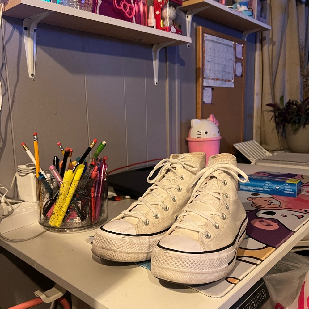 Converse Cream Platform Sneakers